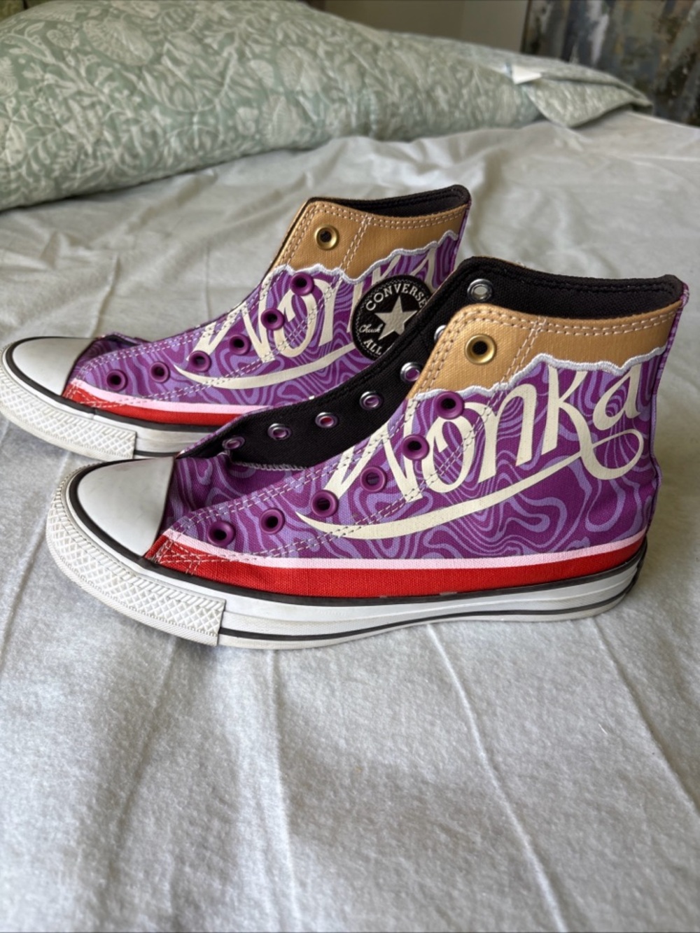 COLLECTORS Converse High Top Sneakers - Purple Willy Wonka Design